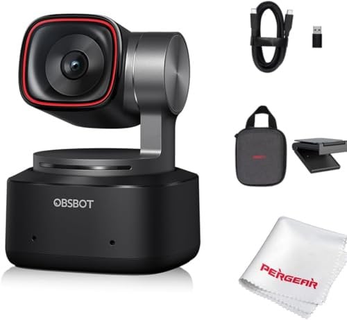 OBSBOT Tiny 2 PTZ 4K Webcam 1/1,5 CMOS 4X enfoque más rápido USB 3.0 10 veces más rápido transferencia de datos control por voz, con paño de limpieza