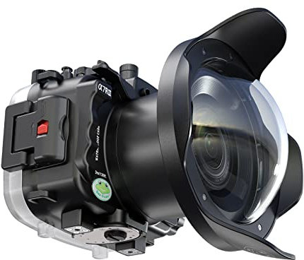 Underwater Waterproof Case for Sony A7R III Camera, IPX8 132ft/40m Diving Case with Anti-Glare Glass and Full (Black, WA005-F)