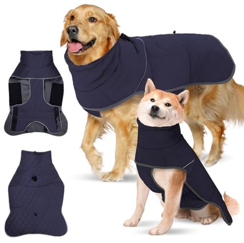 SilverChry Hundemantel Winter Wasserdicht Fleece Hundepullover Reflektierend Hundejacke für Kleine bis Große Hunde 50cm (XL)