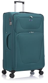 Aerostar Extra Large 32” Lightweight Softshell Expandable Suitcase, Integrated Combination Lock, 4 Wheels Check in Luggage for 30kg (Forest Green, 162 litres)