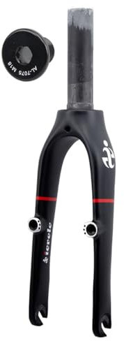 Forcelle Rigide Bici Pieghevoli 14 412 BMX Forcella Anteriore 1-1/8 Tubo Dritto 9 * 74mm Sgancio Rapido Forcella Hard Bici in Fibra di Carbonio V Brake(Matte Black B)