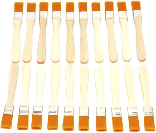 20PCS 11mm Wide Paint Brush Wood Brush Dust Yellow Brush Gloss Paint Brush Keyboard Cleaning Brush Small Brush for Paint, Cleaning, Glue and Home DIY