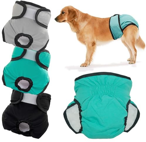 3 Stück Wiederverwendbare Hundewindeln für Hündinnen Set, Hygienische Hundewindeln, hoch absorbierend mit zweifacher Anpassung, hundewindeln für Hündinnen