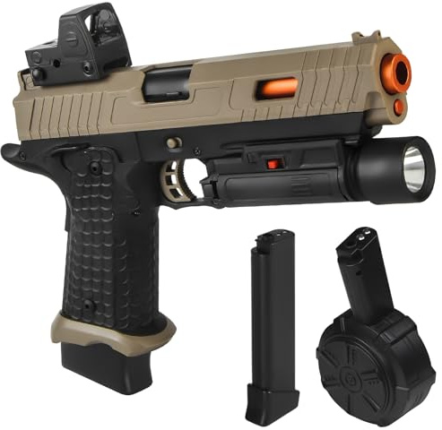 Gel Blaster JM-X5 Splatter Halloween Tmit Brille,Elektrische Gel Launcher Weihnachten Neujahr Outdoor-Spiele und Spaß im Garten 14+,Sand gefärbt