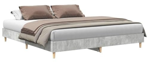 vidaXL Bettgestell ohne Matratze Betongrau 200x200 cm Holzwerkstoff, Bettrahmen, Bett, Palettenbett, Schlafzimmermöbel, Doppelbett, Plattenbett