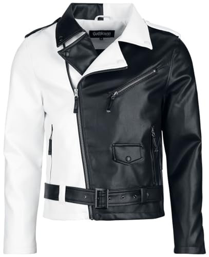 Gothicana by EMP Herren schwarz/weiße Kunstlederjacke mit integriertem Gürtel XL