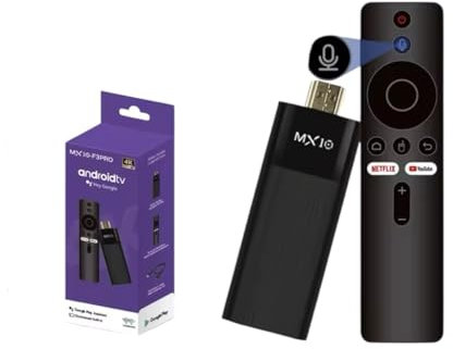 F3 PRO Android 13.0 4K MX10 Android TV Stick – 2GB+16GB, 4K UHD Streaming, WiFi & Bluetooth, Remote Control Included