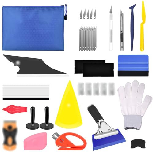 16 Pcs Car Window Tint Tools Kit Vinyl Wrap Tool Window Tint Squeegee Tools Vehicle Glass Protective Film Installation Kit Automotive Window Film Tinting Kit