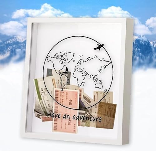 Sowoxdme Scatola per ombre, con fessura, da viaggio, con fessura, con fessura, grande, per riporre ricordi, cornice per foto per matrimoni, biglietti (bianco, 20 x 20 cm)