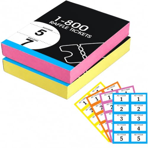 MA NASIR Gewinnspieltickets, Bücher, perforierte Garderobe und Schlagzeugtickets mit Sicherheitsnummerierung, nummeriert, einfach codiert, Tombola-Ziehung, Preisverlosungen