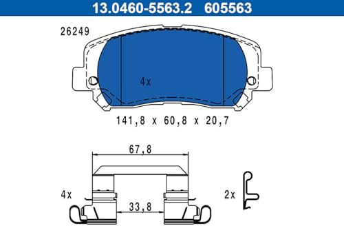 ATE Brake Pads Set Brake Blocks Set Front with Accessories 13.0460-5563.2
