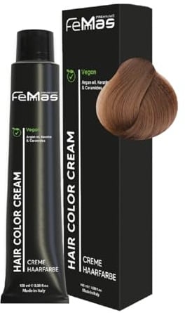 FemMas Haarfarbe Pure&Mix Karamell I Creme Haarfarbe mit Arganöl, Keratin & Ceramiden I Als dauerhafte Haarfärbung oder Tönung für strahlende, haltbare Farbergebnisse I 100 ml