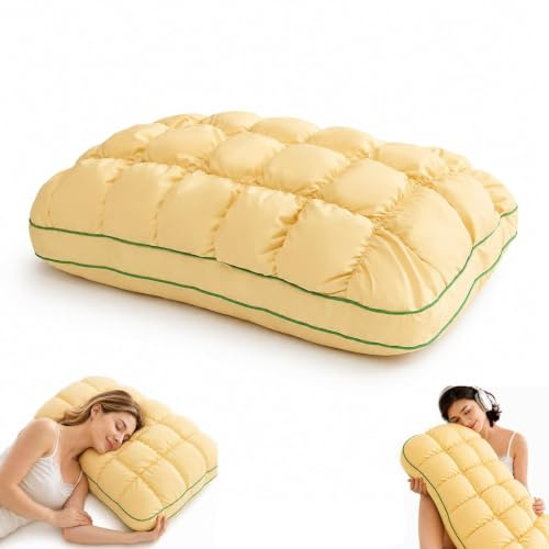 Generisch Cooling Cloud Puff Pillow, Ultra Soft Down Alternative Fluffy Support Pillow for Adult Side Back Stomach Sleepers, Breathable Washable Cooling Sleep Design