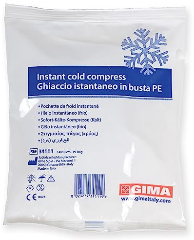 Gima - Glaçons instantanés en sac PE, pratiques et fonctionnels, idéaux pour la cryothérapie, les traumatismes et les gonflements, 34111