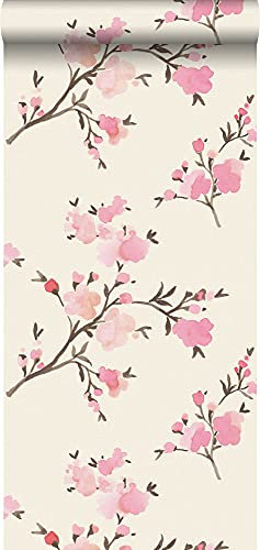 ESTAhome PP intissé éco texture fleurs de cerisier rose - 148716-0,53 x 10,05 m