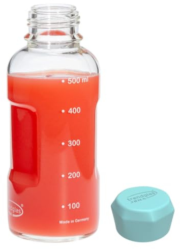 Trendglas Jena - BLUE OCEAN - Trinkflasche 0,5 Liter mit blauer Kappe (330118)