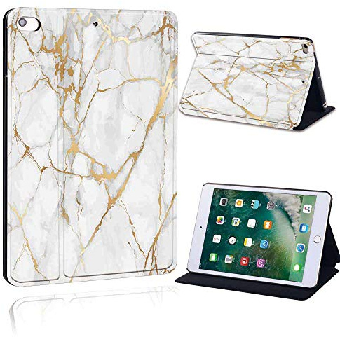 FINDING CASE Fit Apple iPad Mini 4/5 Tablet - Printed PU Flip Leather Smart Lightweight Shell Stand Cover Case for iPad Mini 4 Mini 5 (iPad Mini 4/5, gold vein marble)