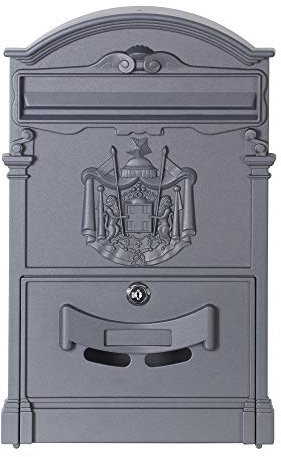 Verda Briefkasten mit 3D Relief Postkasten Retro Antik Vintage Wandbriefkasten Mailboxen Aluguss Modellwahl [40 x 25,5 x 9cm] Klassischer Antiker Metallbriefkasten (SN3663-5 Anthrazit Matt)