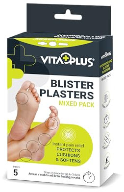 VITAPLUS 5 tiritas para ampollas hidrocoloides, 2 medianas y 2 pequeñas, 1 dedo del pie.