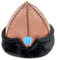 Miss Tesettür Turkish Ottoman Bork Hut, Ertugrul Leder Pelz-Winter-Cap, Osmanisches Wappen, Grau-Pelz-und schwarzes Kunstleder