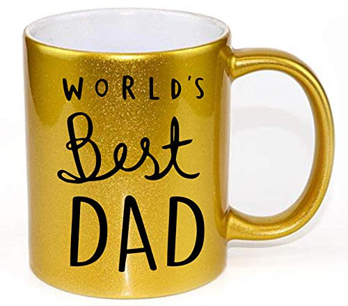 ZOROLUX Mug doré Worlds Best Dad – Superbe fête des pères – Cadeau d'anniversaire – Tasse à café humoristique fantaisie rigolote (doré flotté)
