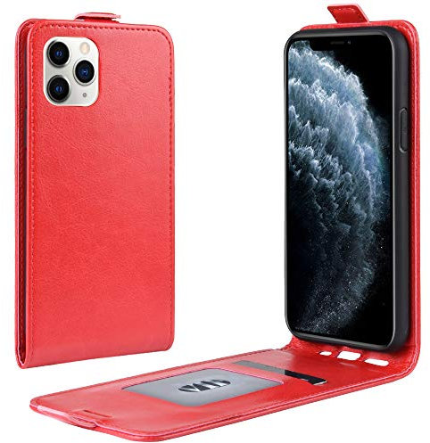 XZDWH for iPhone 11 Pro (2019) Case, Slim Vertical Flip Folio Phone Case PU Leather Protective Cover Magnetic Closure Shell with Card Slot for iPhone 11 Pro (2019) Phone case (Red)