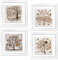 Lupia - Set 4 Quadri Albero della Vita su Ceramica Tree, Cornice Modern Shabby in Legno Bianca, Decorazione Moderna, Vivaci e Profondi, per Camera, Soggiorno, Ufficio, 18x18 cm o 29x29 cm 29x29 cm