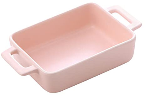 Yardwe Ceramics - Juego de cacerola rectangular para hornear, cacerola, cacerola individual para cena, cocina, hogar, color rosa