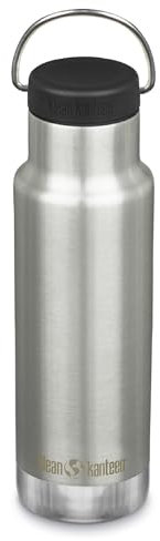 Klean Kanteen Classic Narrow Insulated Water Bottle with Loop Cap - Stainless Steel Water Bottle - 12 oz, Brushed Stainless