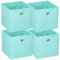 Murago - 4er Set Faltbox ca. 20x20x20 cm Türkis - Aufbewahrungsboxen Klappbox faltbar Mint Körbe Einschub Korb Stoff Regalkorb Organizer