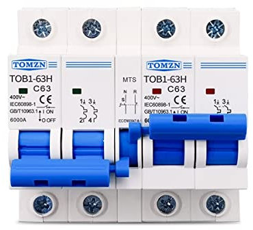 BANGHA Disyuntor 2P + 2P MTS AC Interruptor de Transferencia de Transferencia Manual de Doble Potencia MCB 50HZ / 60HZ Interruptor AutomáTico MagnetotéRmico (Rated Current : 25A)