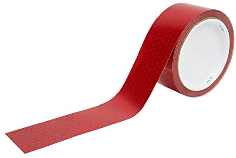 Prolac Reflektierende Konturmarkierung, 10 Meter Markierung mit auffälliger Farbe, übertragungshaftend Umrisskennzeichnungen an Fahrzeugen – passend für LKWs und Anhängern - Rot/durchgehend