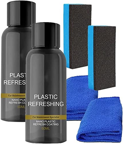 Plastic Cleaner & Restorer,Nano Plastic Refreshing Coating,Car Plastic Parts Retreading Agent,Car Plastic Restorer Prevents Drying Aging,Plastic Care for Cars,Truck,Motorcycle (50ml-2pcs)