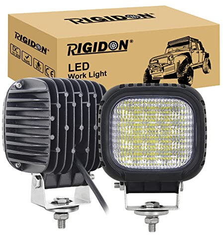 RIGIDON 1 Pezzis Luci da lavoro a Led, 5 Pollice 48W 4800 Lumen Bianca Fari Luci Led, Esterno Floodlight Per Off road Auto Trattore Camion SUV UTE ATV Barca 4x4 Veicoli, 6000K Faretti Fendinebbia