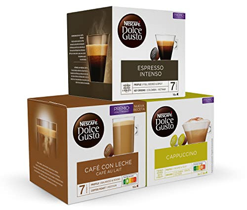 NESCAFÉ Dolce Gusto Pack de Degustación - Espresso Intenso + Café con Leche Capuccino Total: 48 cápsulas
