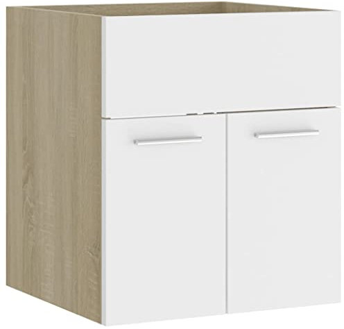 vidaXL - Meuble sous lavabo Bois Blanc/chêne 41 x 38,5 x 46 cm