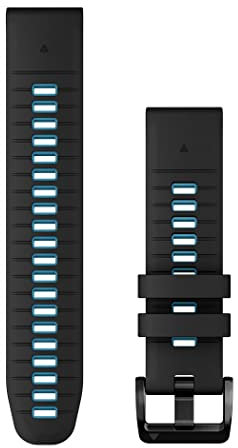 Cinturino Originale Garmin, 22mm, QuickFit, Silicone, Black & Cirrus Blue (stile Garmin epix 2 Pro)