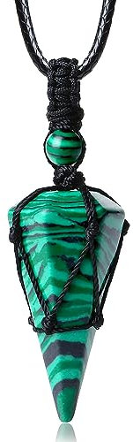 XIANNVXI Malachite Necklace Green Crystal Necklaces for Men Women Green Gemstone Stone Pendant Jewellery for Men