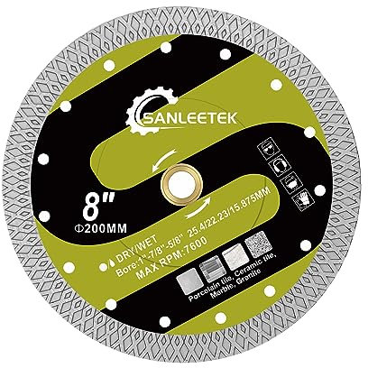 Dischi Diamantati per Piastrelle 200mm - X Griglia Lama Sega Disco per Piastrelle Ceramica Porcellanato Marmo Pietra Artificiale per Sega Circolare SANLEETEK