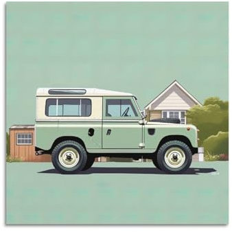 LADV Vintage Hardcore Offroad SUV Poster Allradantrieb Green Defender Dekorative Malerei Leinwand Wandkunst Bild 40 x 40 cm