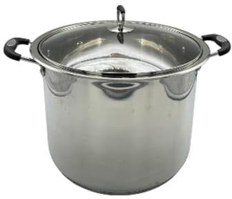 Bargain House – Stainless Steel Stock Pot with Glass Lid – Kitchen Essential – Robust & Durable– Immersed Cool Handles – Induction Bottom – Easy to Use and Maintain - 32 CM
