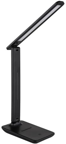 GLOBO LED Tischleuchte Touch beweglich Tischlampe Touchdimmer Wohnzimmerlampe Schreibtischleuchte CCT schwarz, Kunstleder, 5W 570Lm 2700K, 4000K, 6500K, LxBxH 28x11,5x50 cm