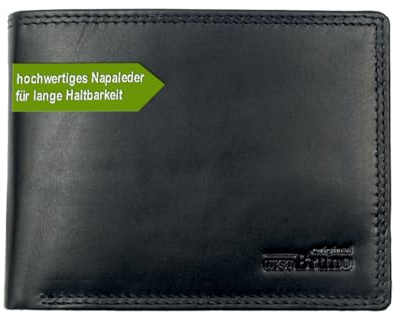 Leder Geldbörse schwarz Leder RFID Herren Portemonnaie groß Geldbeutel Männer Portmonee schwarz viele Fächer, Herrengeldbörse Echtleder Querformat