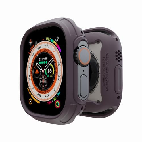 Elkson Hergestellt für Apple Watch Ultra 2 1, Bumper-Schutzhülle, Displayschutz-Set, 49 mm, Quattro Max Serie, robust, Militärqualität, langlebig, flexibel, stoßfest, Schutzhülle mit gehärtetem Glas