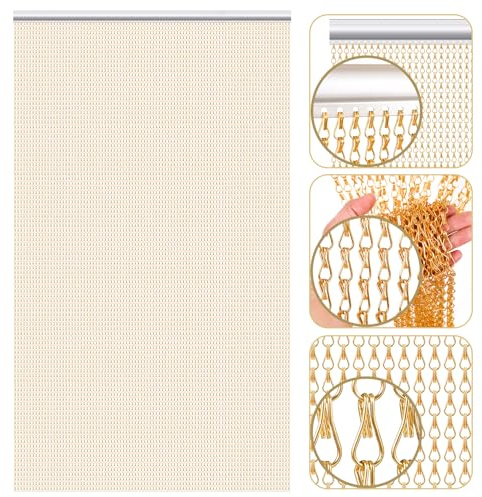 Gradleen Chain Fly Screens Gold 70 x 200cm Aluminium Chain Curtain Fly Screens for Door