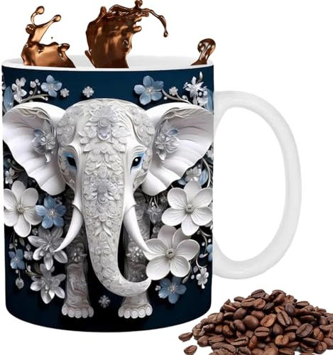Elephant Ceramic Coffee Mug 350ml Ceramic Drink Mug with Handle Large Capacity Tea Coffee Cup for Soup, Whiskey, Beer, Juice, Water, Wine