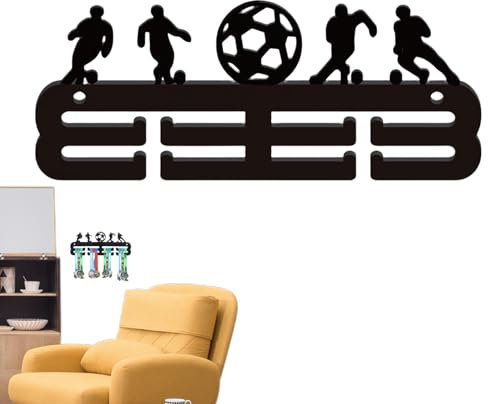 Trophäen-Aufhänger-Aufbewahrungsregal, Trophäen-Aufhänger-Ständer,Wandmontierter Acryl-Displayrahmen - Schwarzer Display-Aufbewahrungsrahmen, bohrfreier Halter für Swim-Soccer-Auszeichnungen