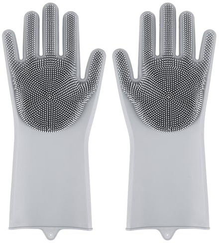 DHSBGWSX 1 paire de gants gris, gants en silicone, gants de toilettage pour animaux de compagnie, gants de bain pour chien, gants de nettoyage pour animaux de compagnie, gants d'épilation des poils