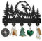 MAYJOYDIY Eagle Mountain Forest Porte-manteau mural en bois pour clés mural 30 x 20 cm Arbre Animal Porte-clés 5 crochets en alliage Noir Décoration murale pour salon, bureau, entrée
