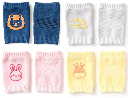 Cutiolly Rodilleras Bebe Gateo,4 Pares Rodilleras Para Gatear Para Bebés,Rodilleras Elásticas para Bebés,Rodilleras Para Gatear,Antideslizante Para Bebés,Elásticos para Niñas y Niños